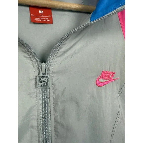 Vintage Nike Vaporwave Pink Windbreaker Retro 90's Packable Pouch Strap Jacket